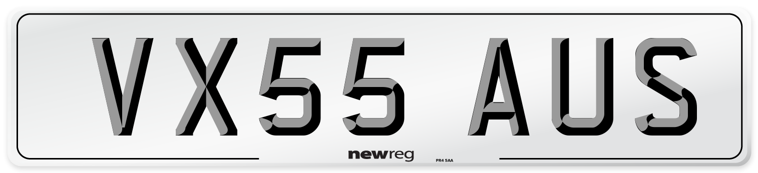 VX55 AUS Number Plate from New Reg